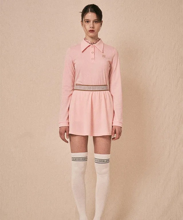 LENUCU Logo Banding Pique Skirt Mini .ver - Pink