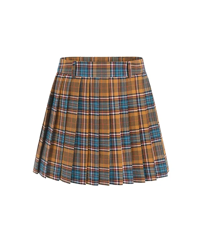 LENUCU Signature Tartan Check Skirt - Camel