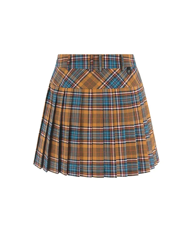 LENUCU Signature Tartan Check Skirt - Camel