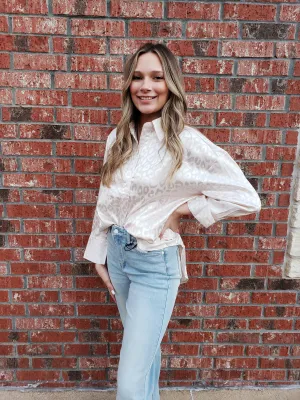 Leo Button Up Top: Champagne