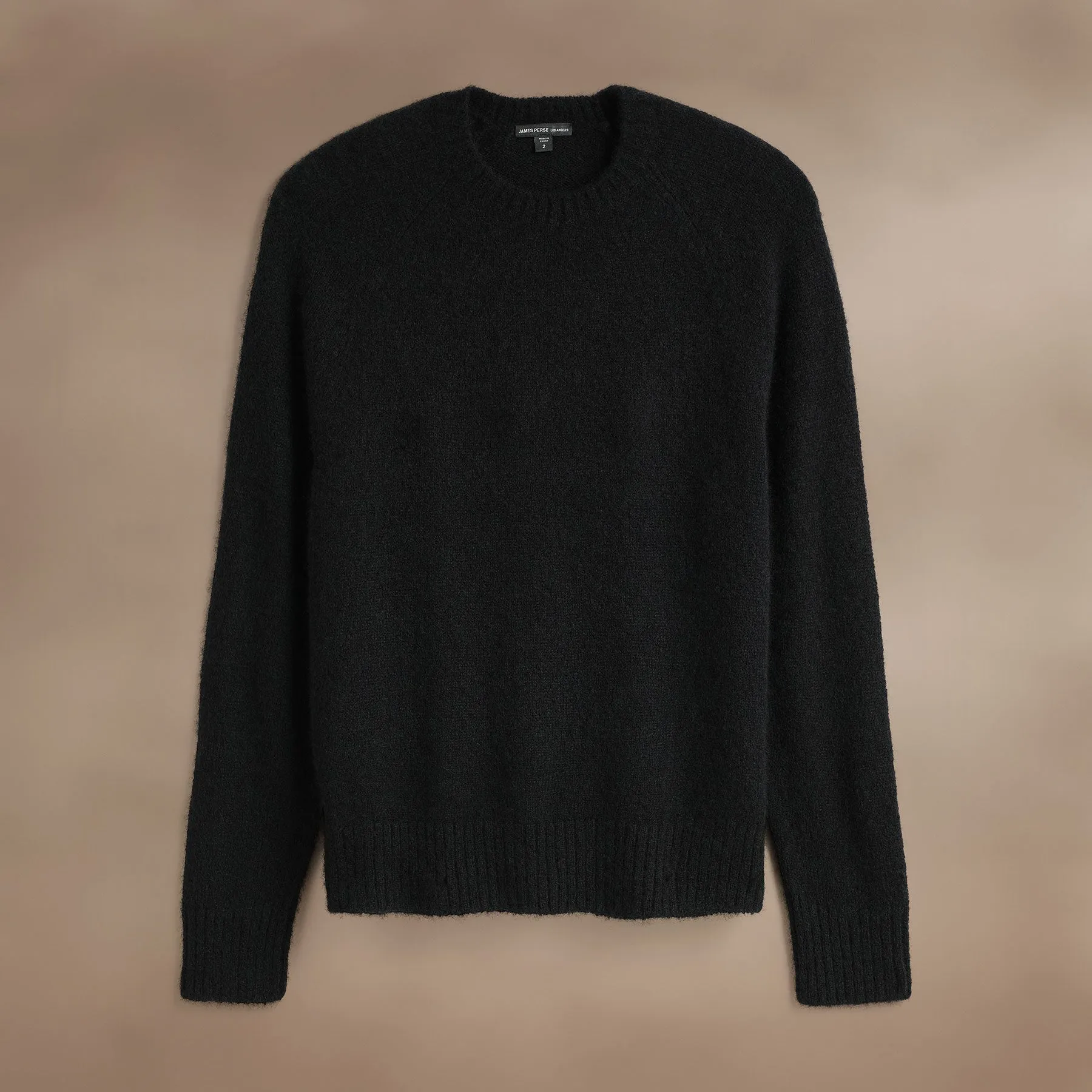 Lightweight Textured Cashmere Crew - True Black