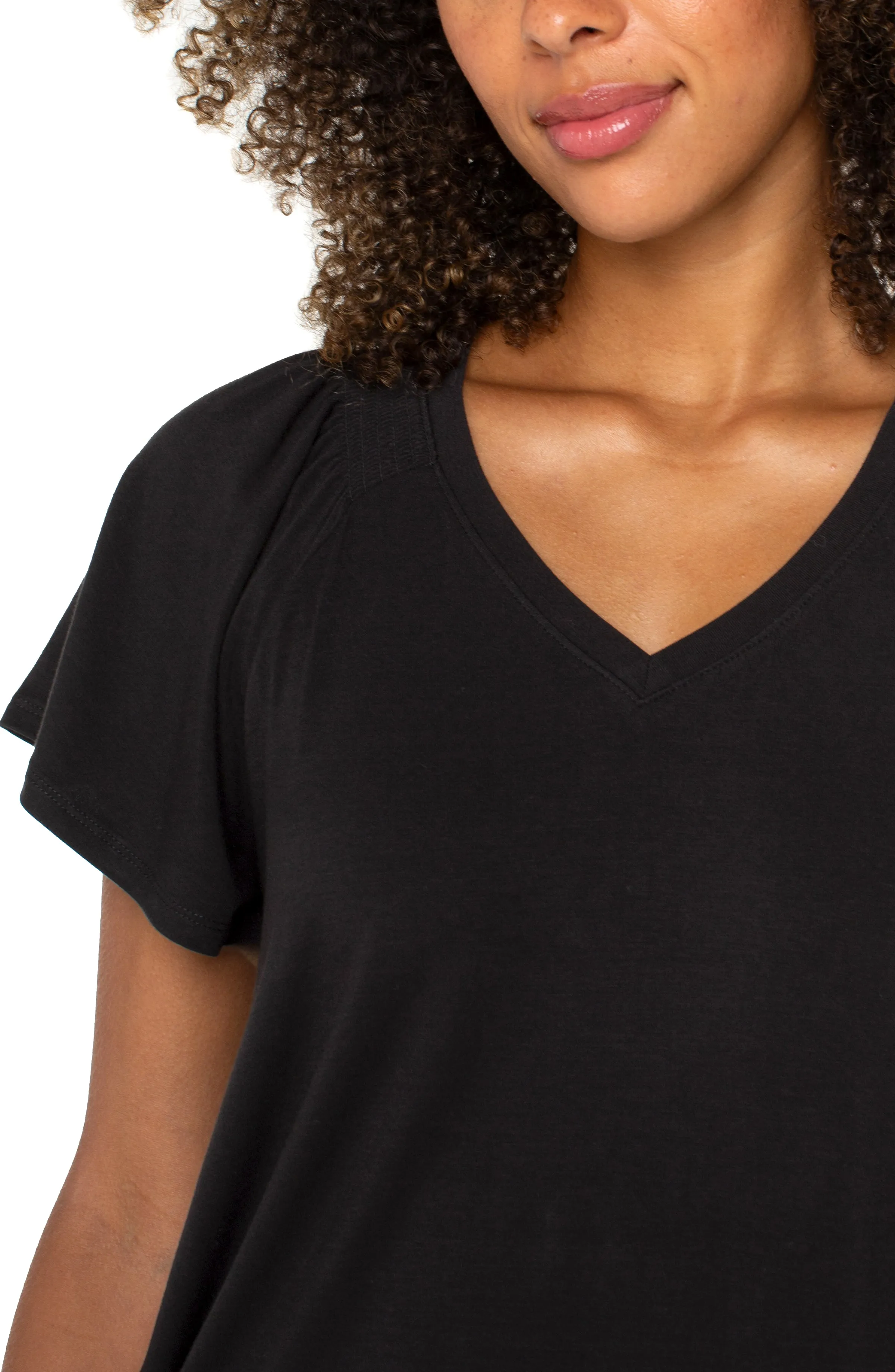 Liverpool Black Flutter Sleeve Knit Top