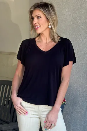 Liverpool Black Flutter Sleeve Knit Top