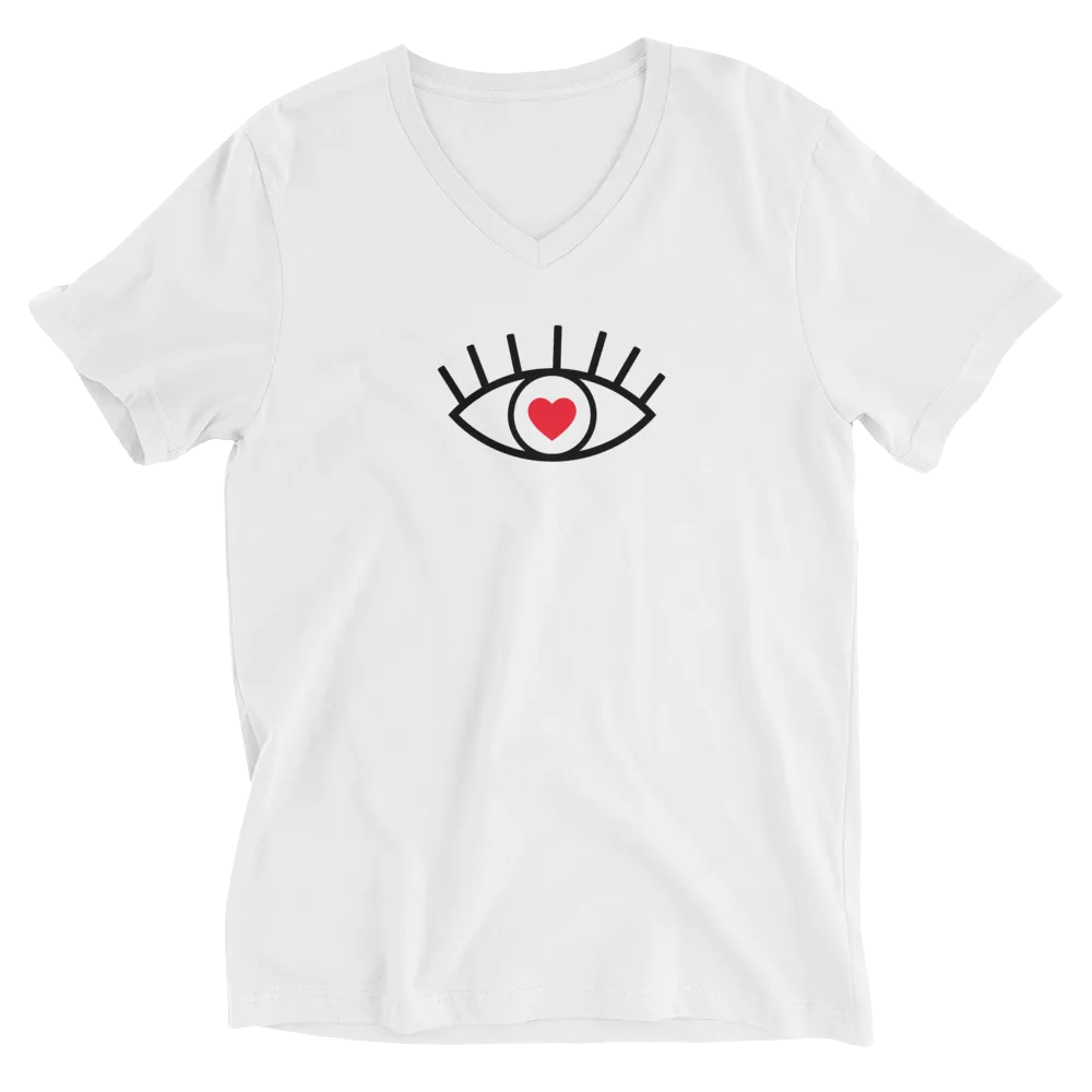 Love Eye Short V-Neck T-Shirt White