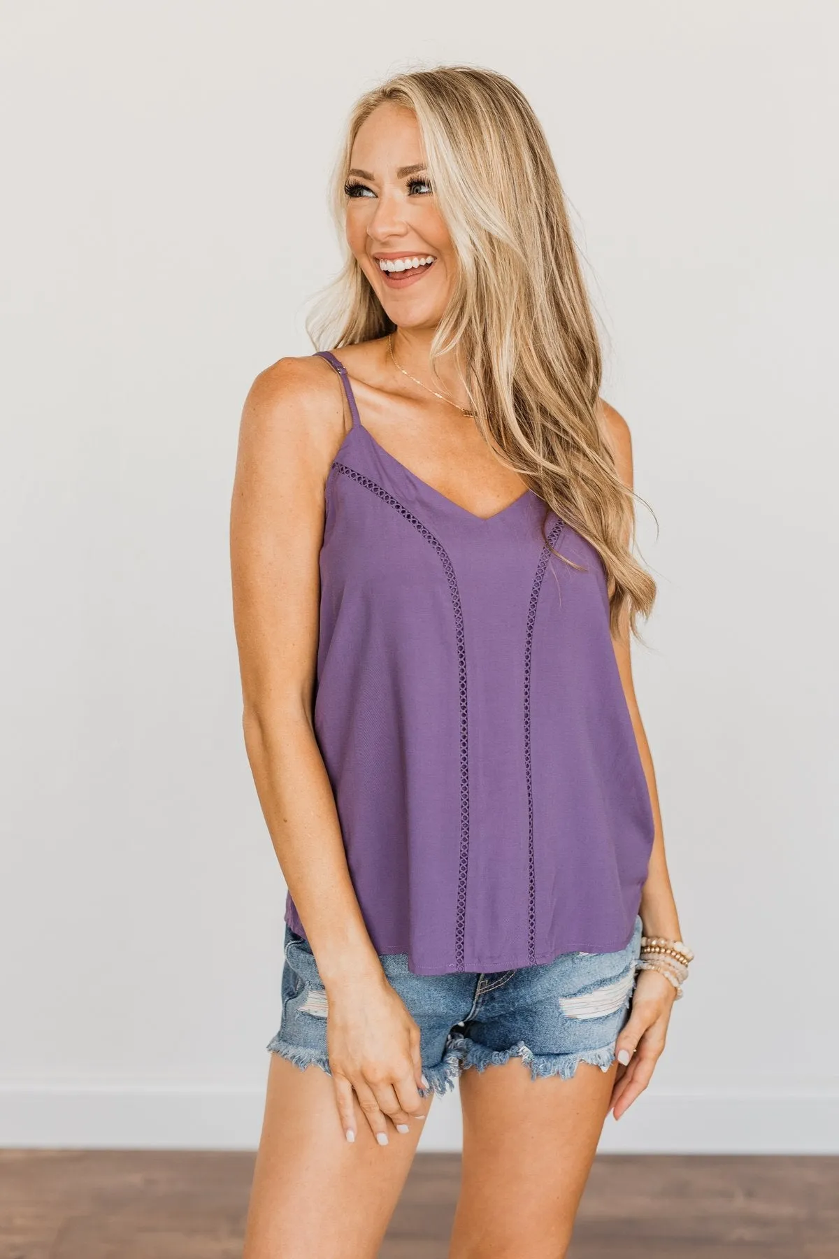 Love Yourself V-Neck Tank Top- Grape