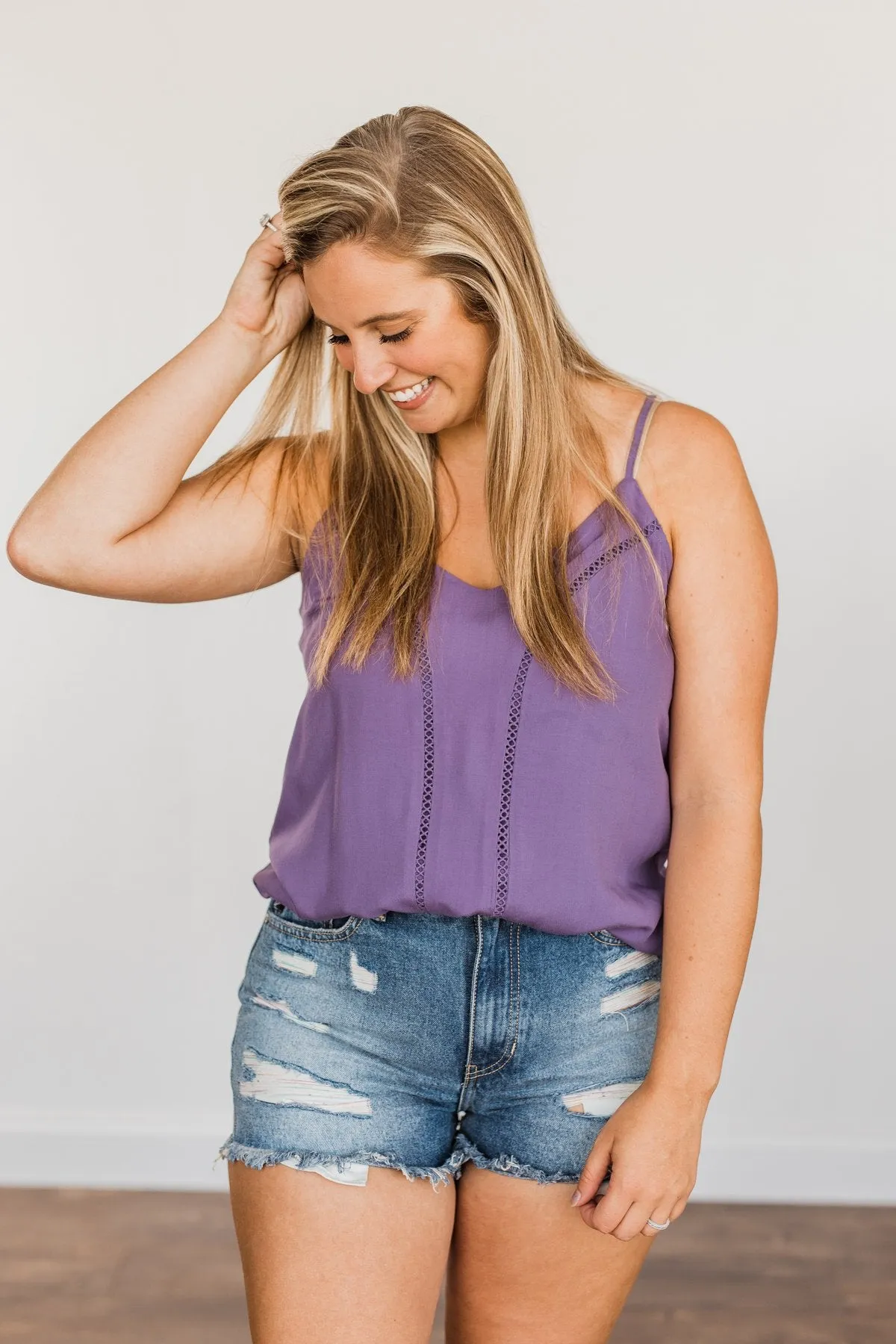 Love Yourself V-Neck Tank Top- Grape