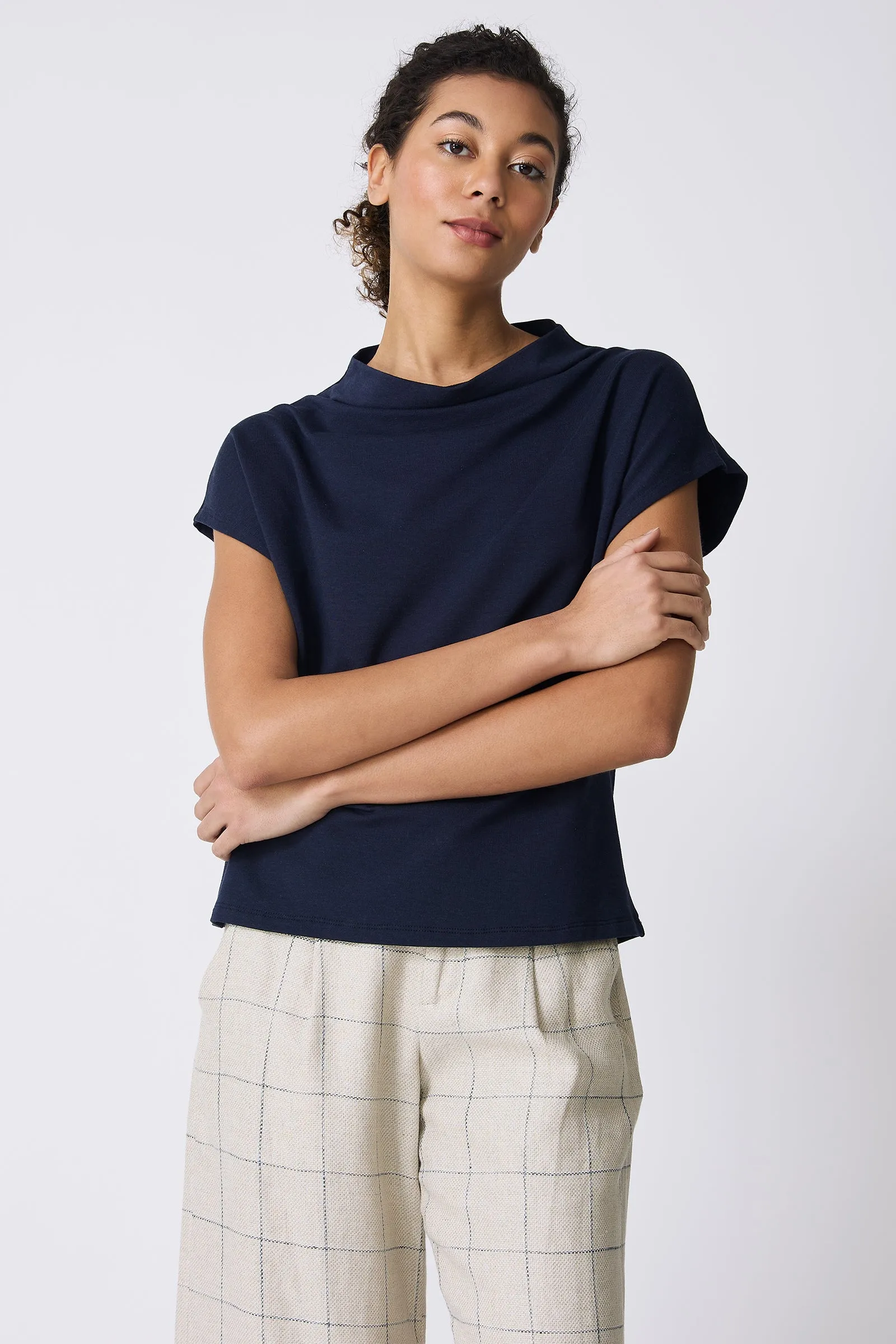 Luca Cowl Top - Navy