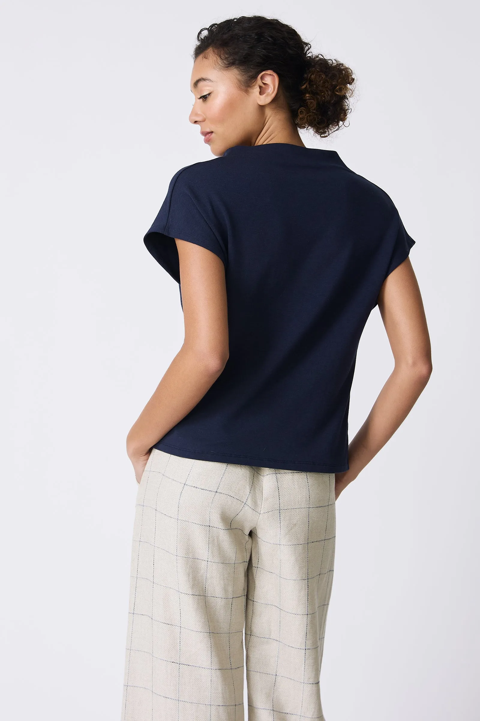 Luca Cowl Top - Navy