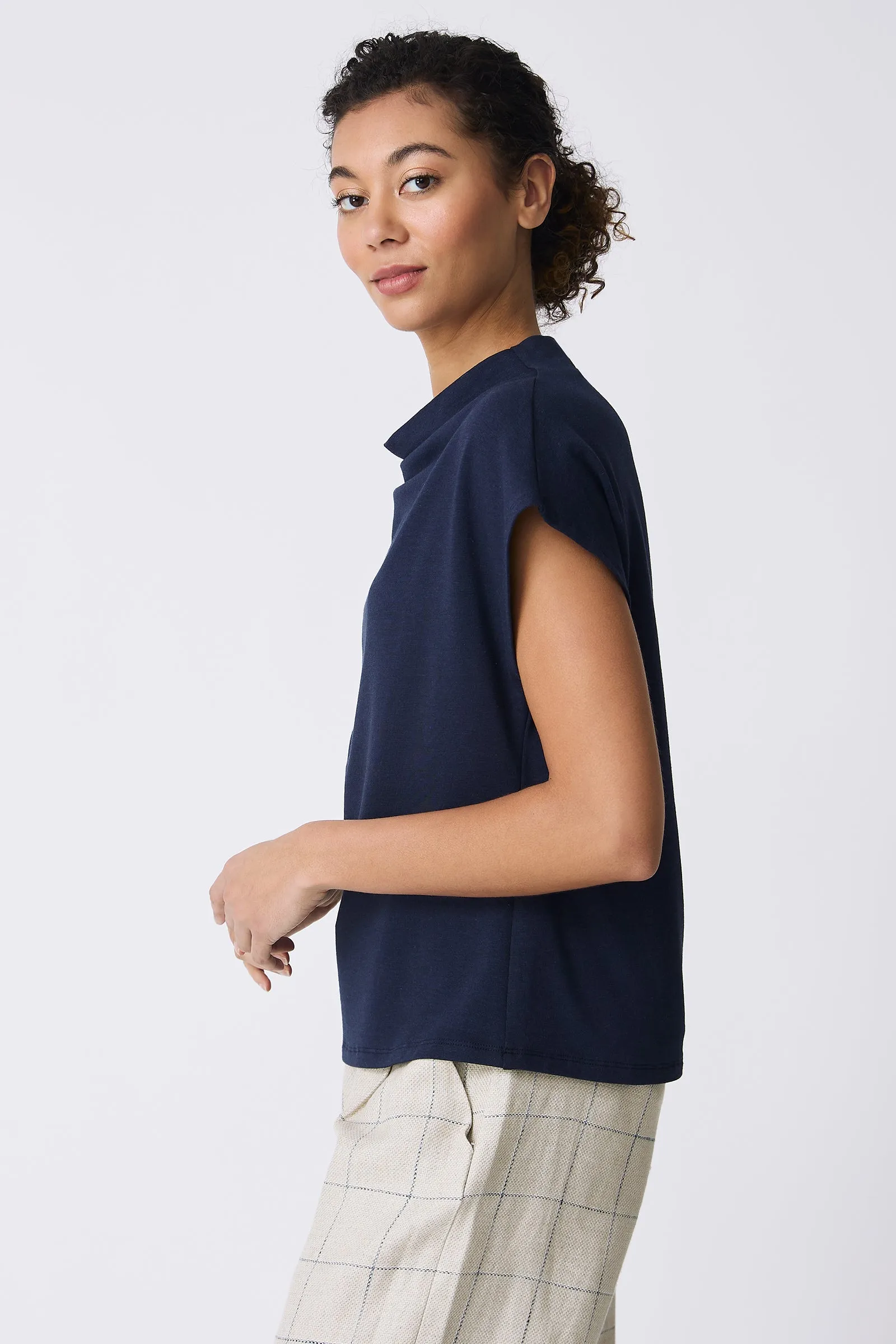 Luca Cowl Top - Navy