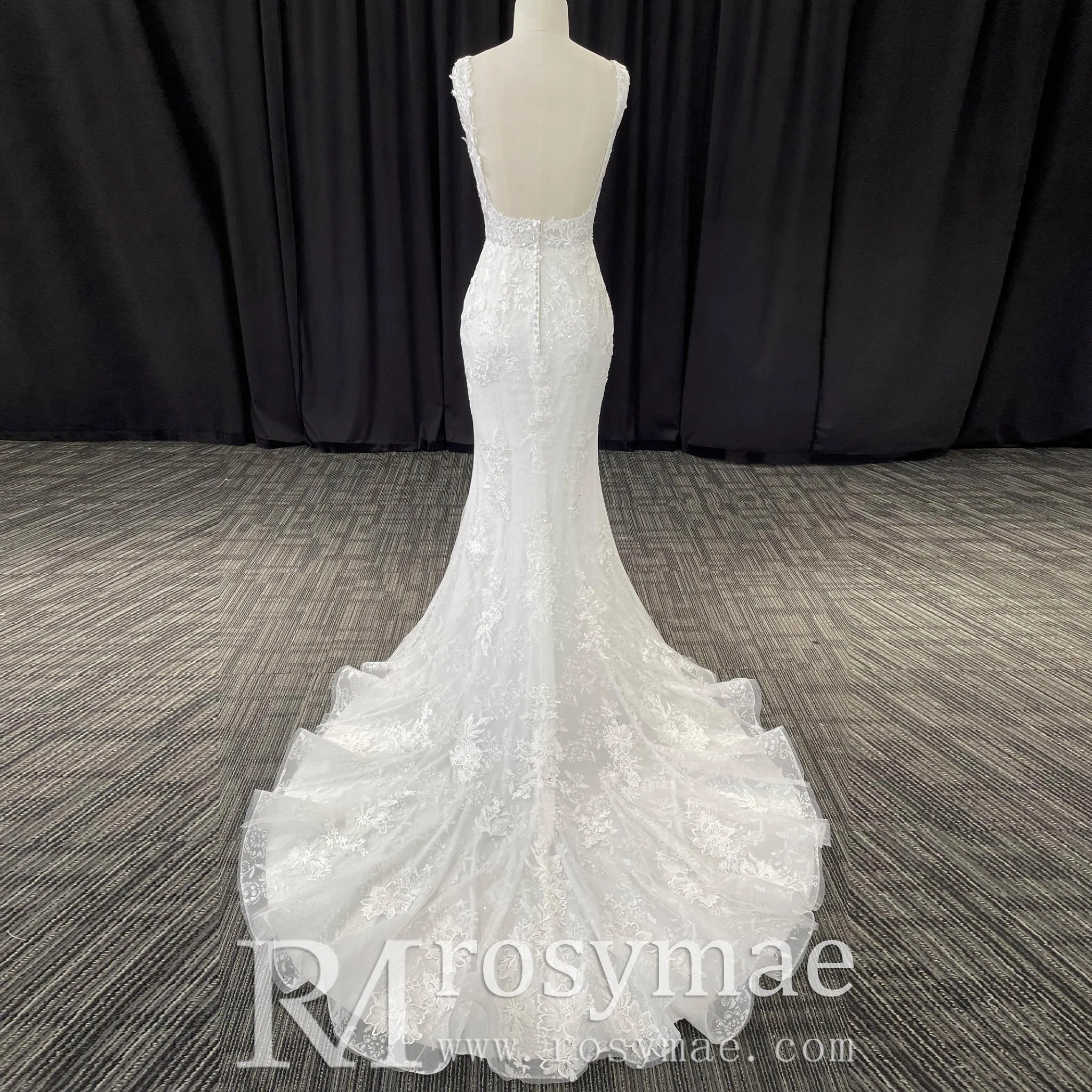 Luxury Mermaid Square Neck Wedding Dresses with Backless