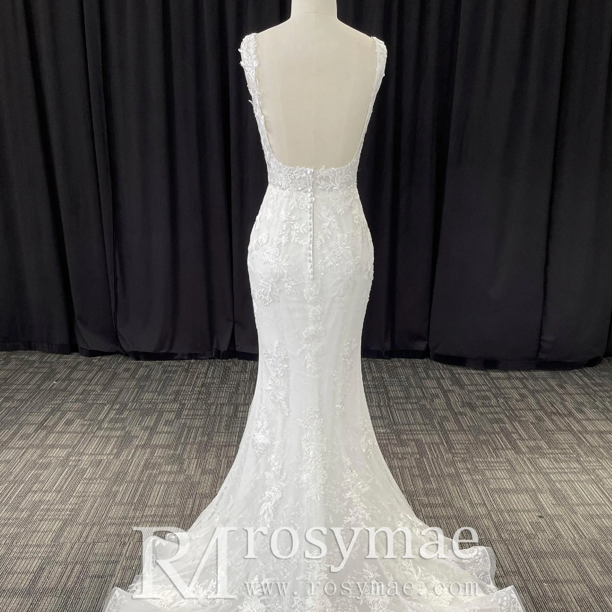 Luxury Mermaid Square Neck Wedding Dresses with Backless