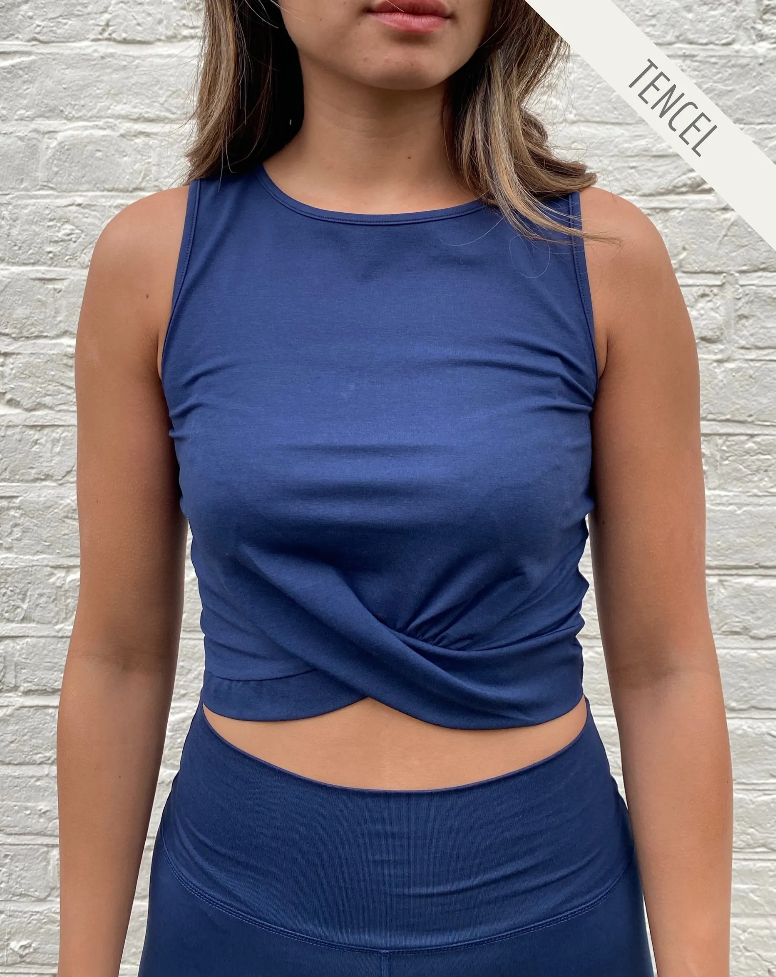 Lyocell Twisted Front Top - Midnight Blue