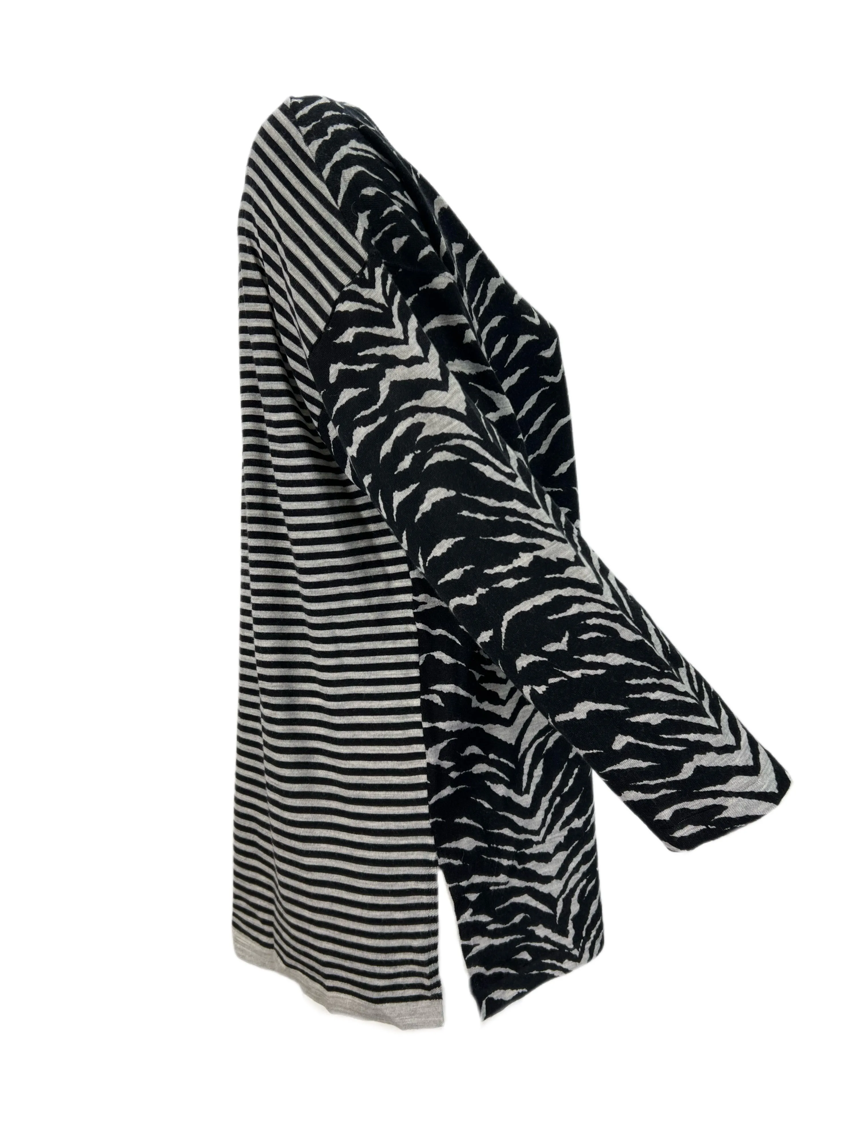 Marina Rinaldi Women's Black Acciaio Animal Printed Knitted Sweater Size XL