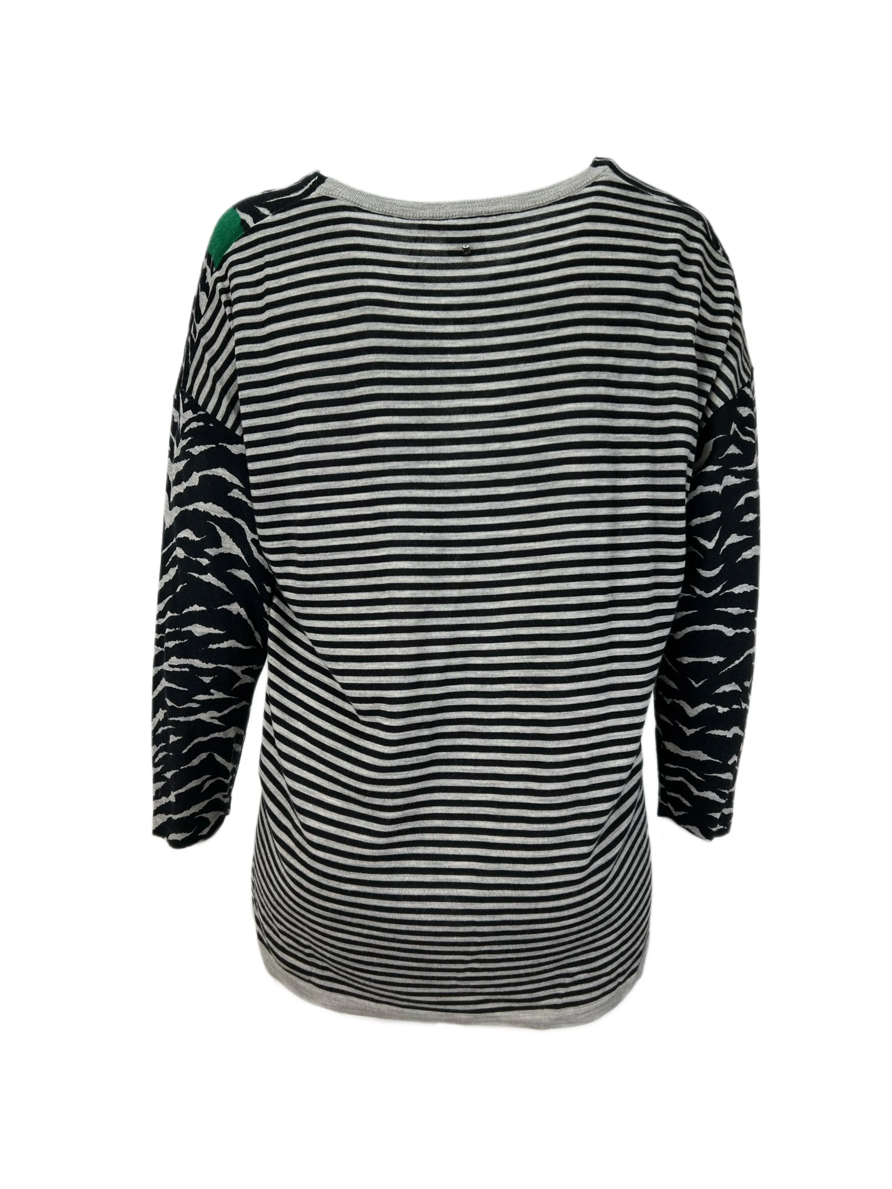 Marina Rinaldi Women's Black Acciaio Animal Printed Knitted Sweater Size XL
