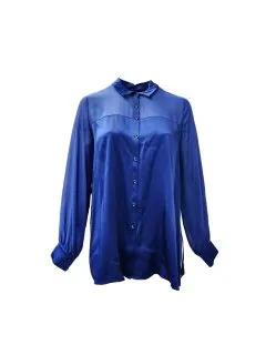 Marina Rinaldi Women's Blue Favilla Button Front Shirt NWT