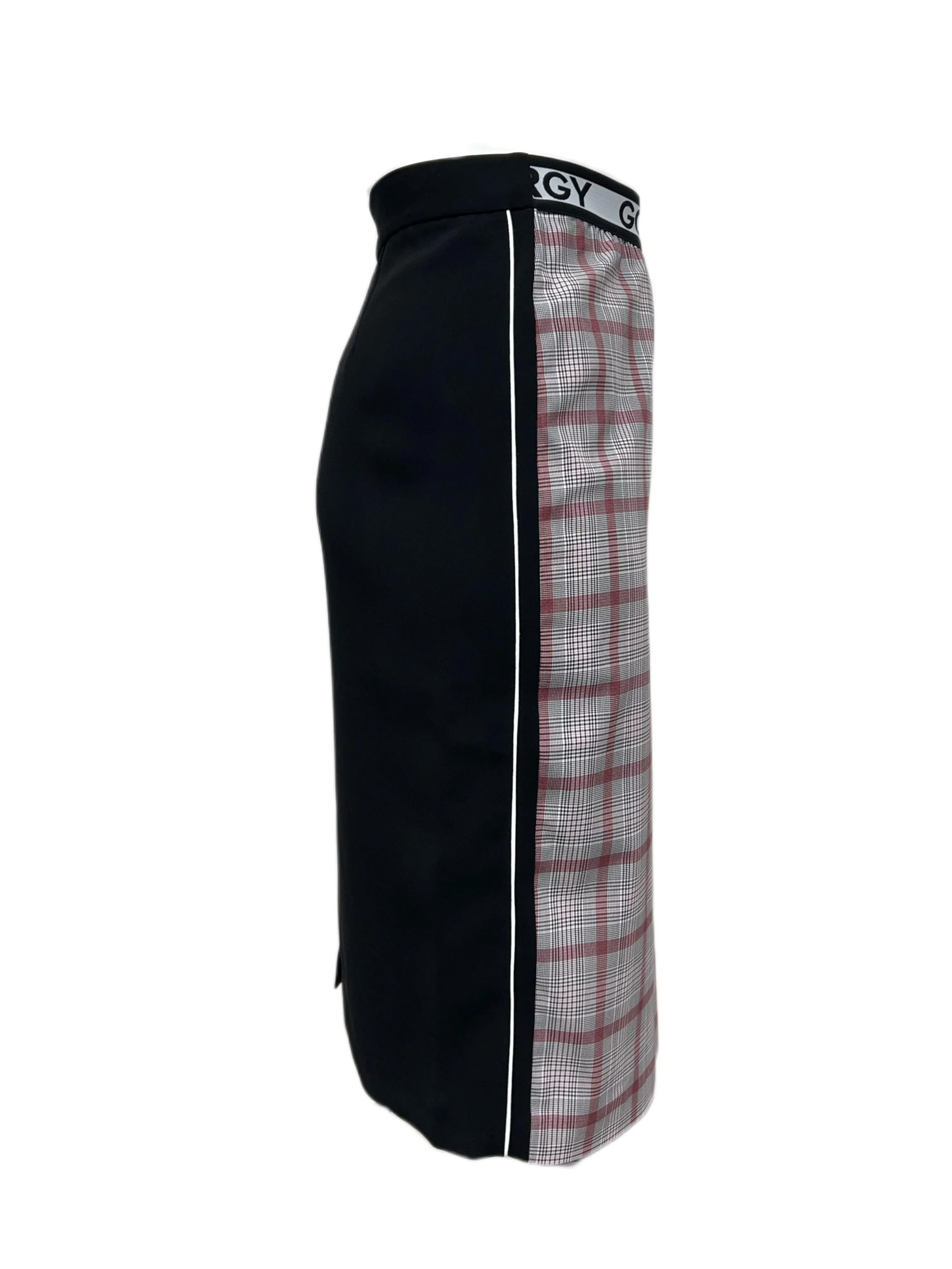 Marina Rinaldi Women's Nero Canarino Plaid Straight Skirt NWT