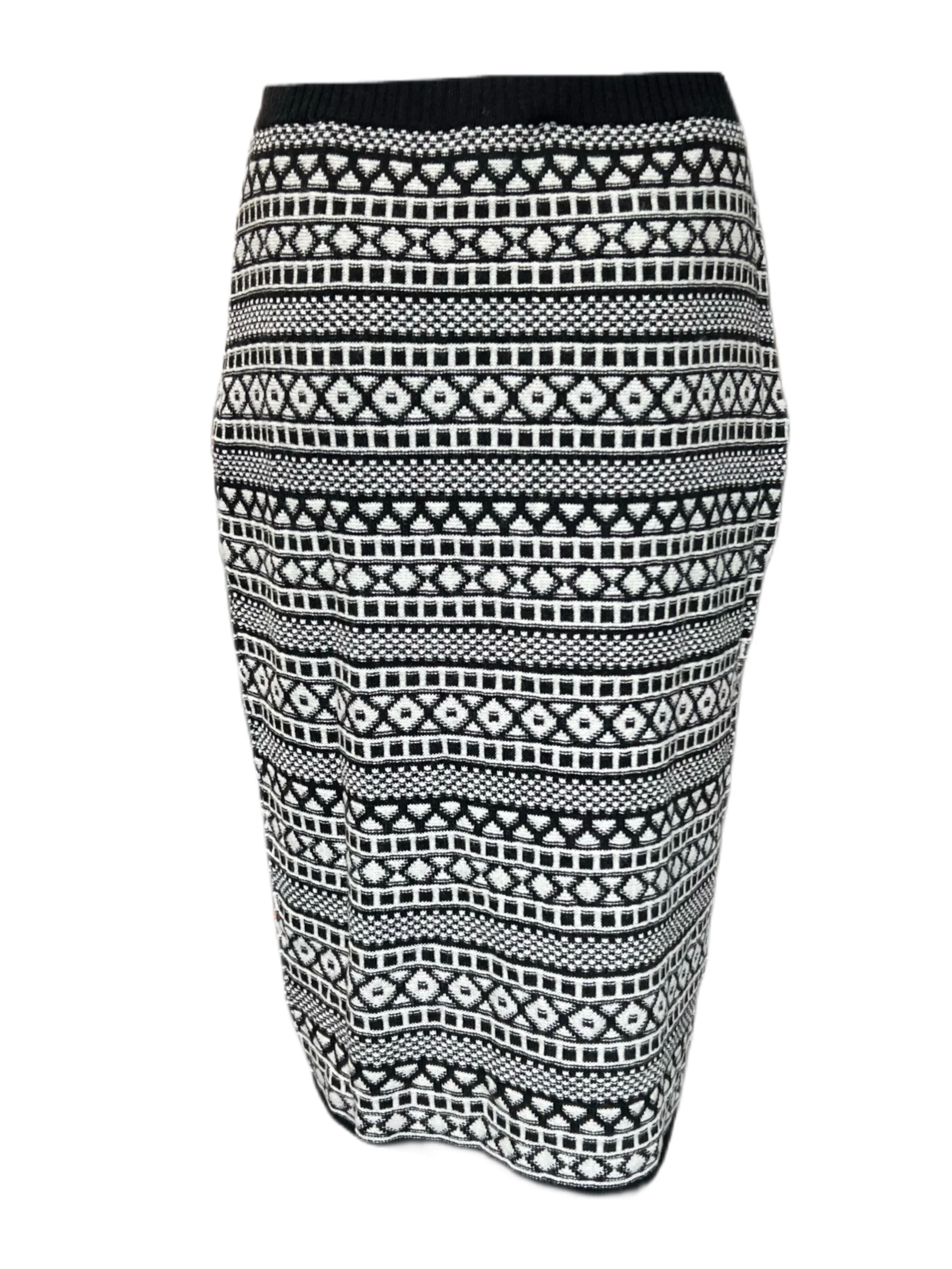 Marina Rinaldi Women's Nero Galletto Knitted Straight Skirt Size L NWT