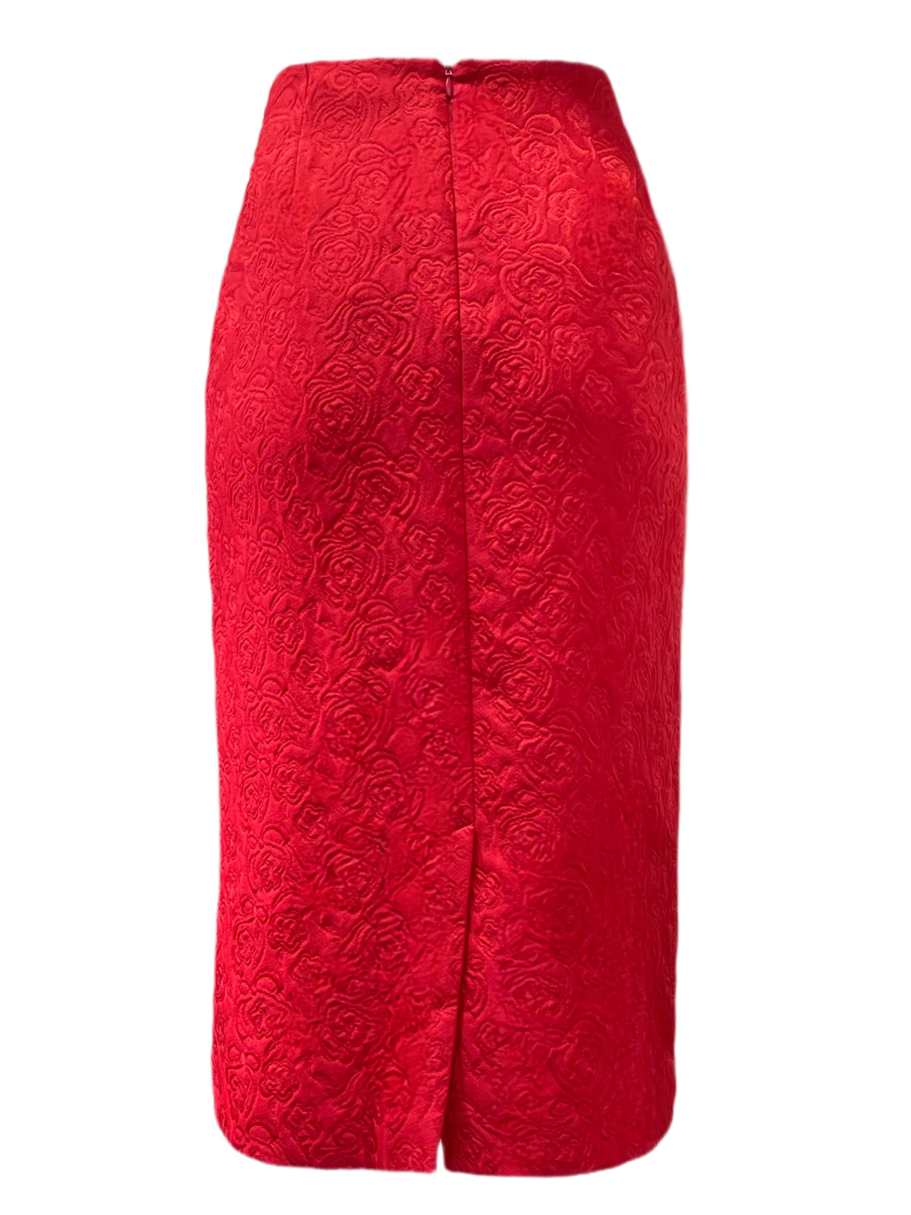 Marina Rinaldi Women's Red Cross Straight Skirt Size 12W/21 NWT
