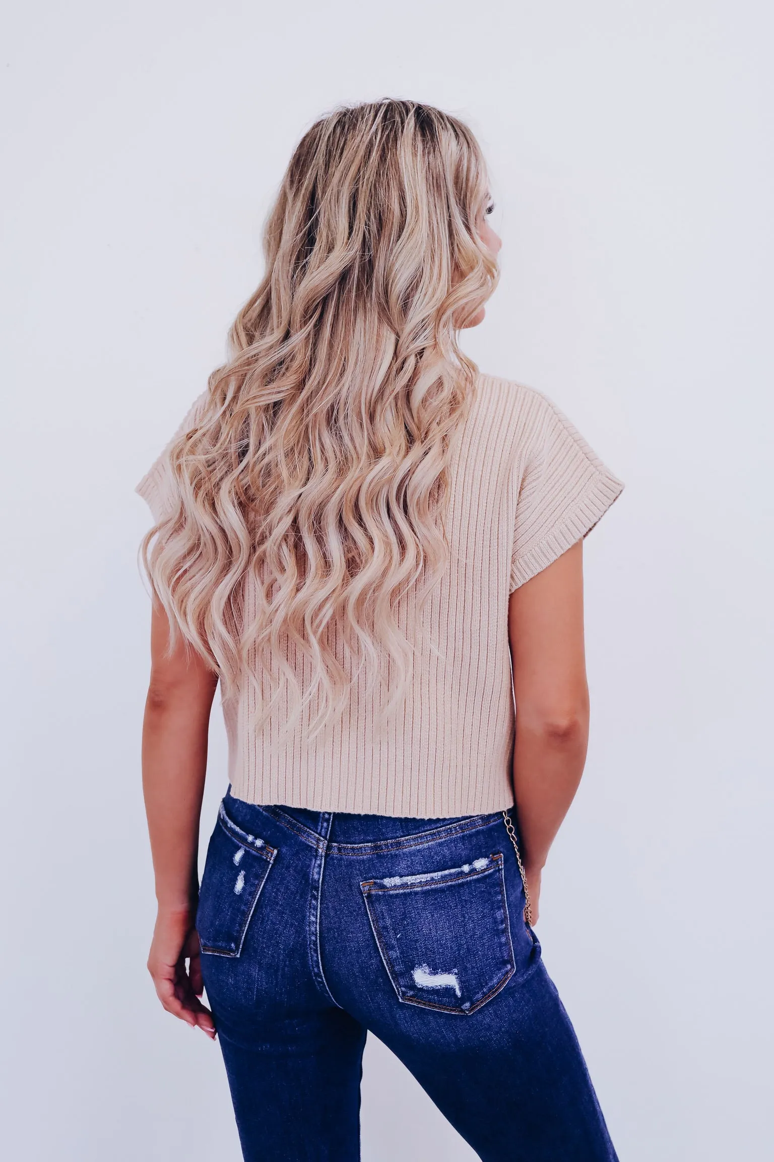Maysen Mock Neck Cropped Sweater - Tan