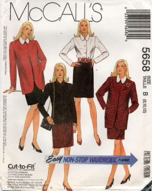 McCall's 5658 Womens EASY Jacket Mock Wrap Skirt & Blouse 1990s Vintage Sewing Pattern Size 8 - 12 UNCUT Factory Folded