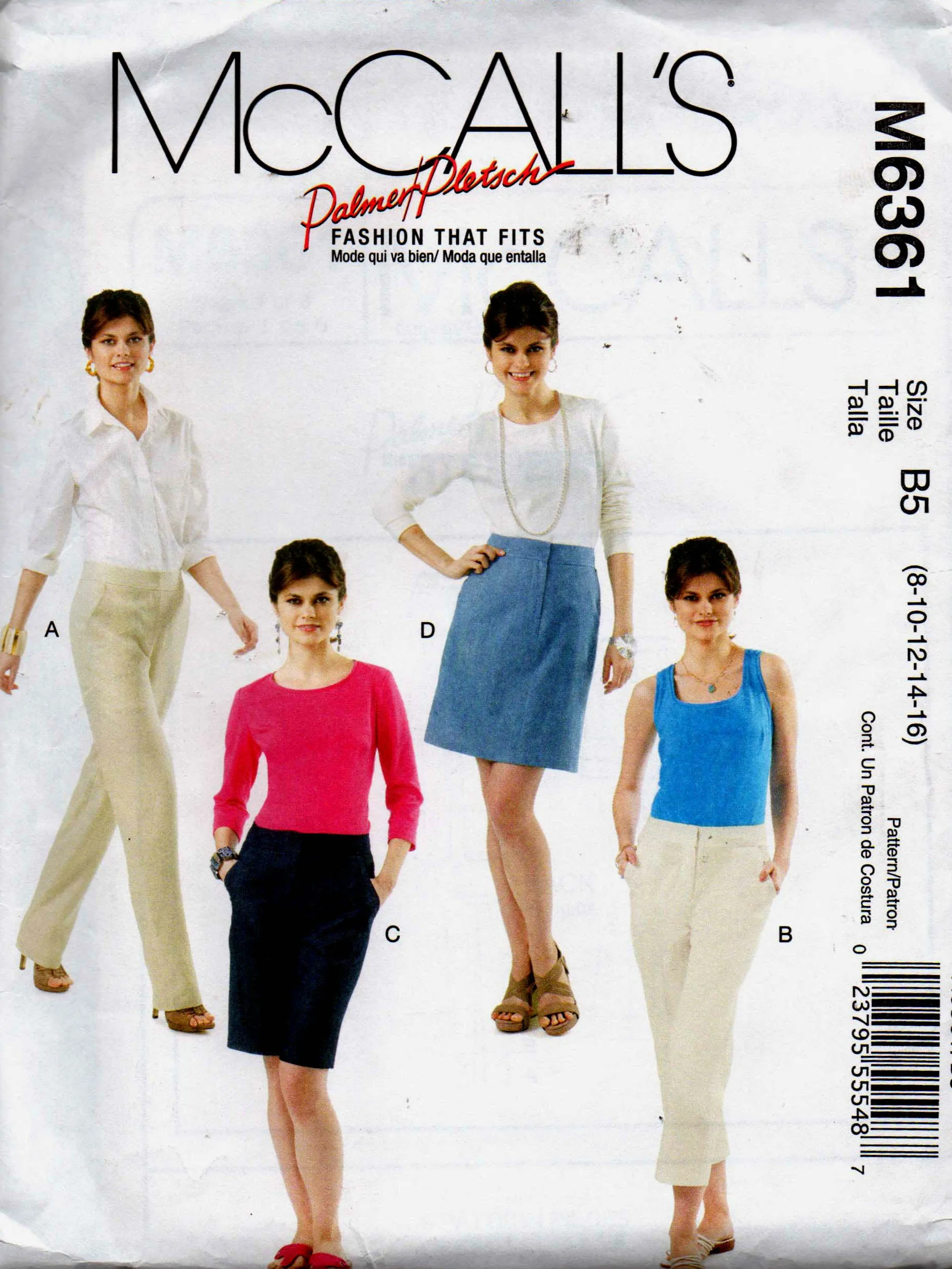 McCall's 6361 Womens Palmer Pletsch Pants Shorts Skirt Out Of Print Sewing Pattern Sizes 8 - 16 UNCUT Factory Folded