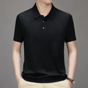 Men's Casual Breathable Smooth Fabric Lapel Short Sleeve T-Shirt