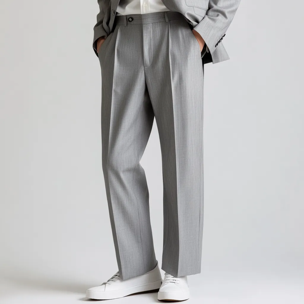 Men’s Grey Vintage Wide-Leg Trousers – Classic Style with Modern Comfort