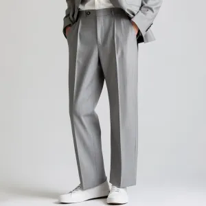 Men’s Grey Vintage Wide-Leg Trousers – Classic Style with Modern Comfort