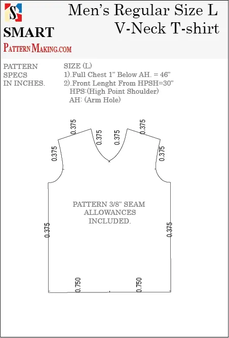 Men's V Neck T-shirt Sewing Pattern 3 Formats Download