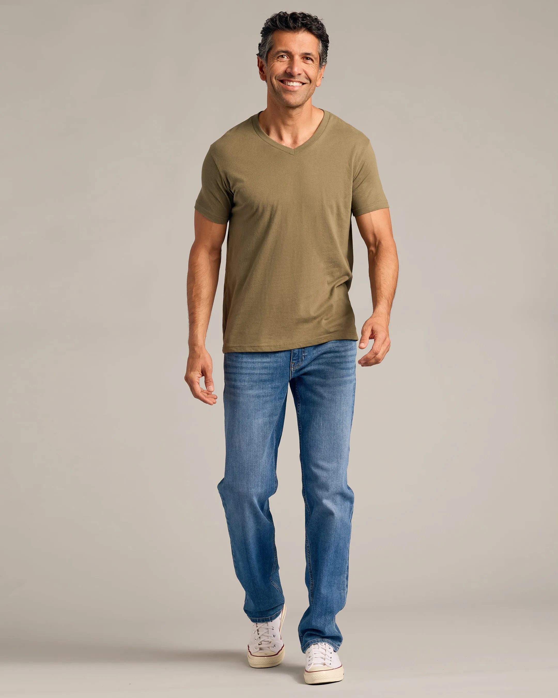 Military Green V-Neck Tee