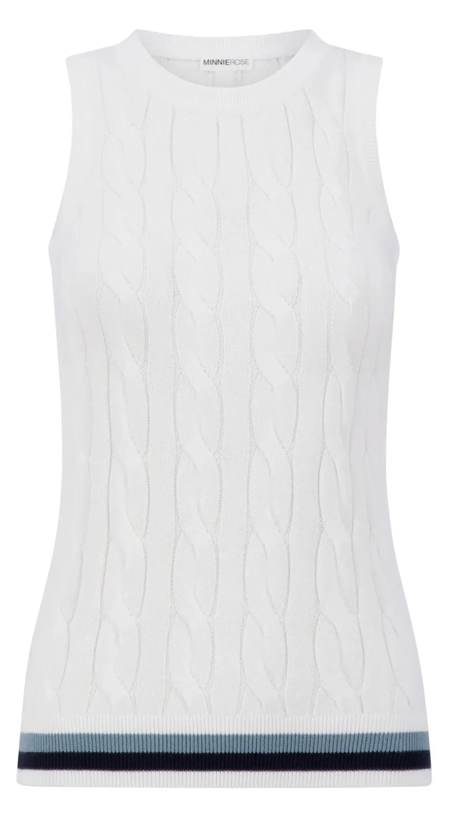 Minnie Rose Cable Tank  With Striped Detail
