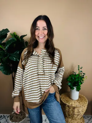 Move Over Mocha Striped Top