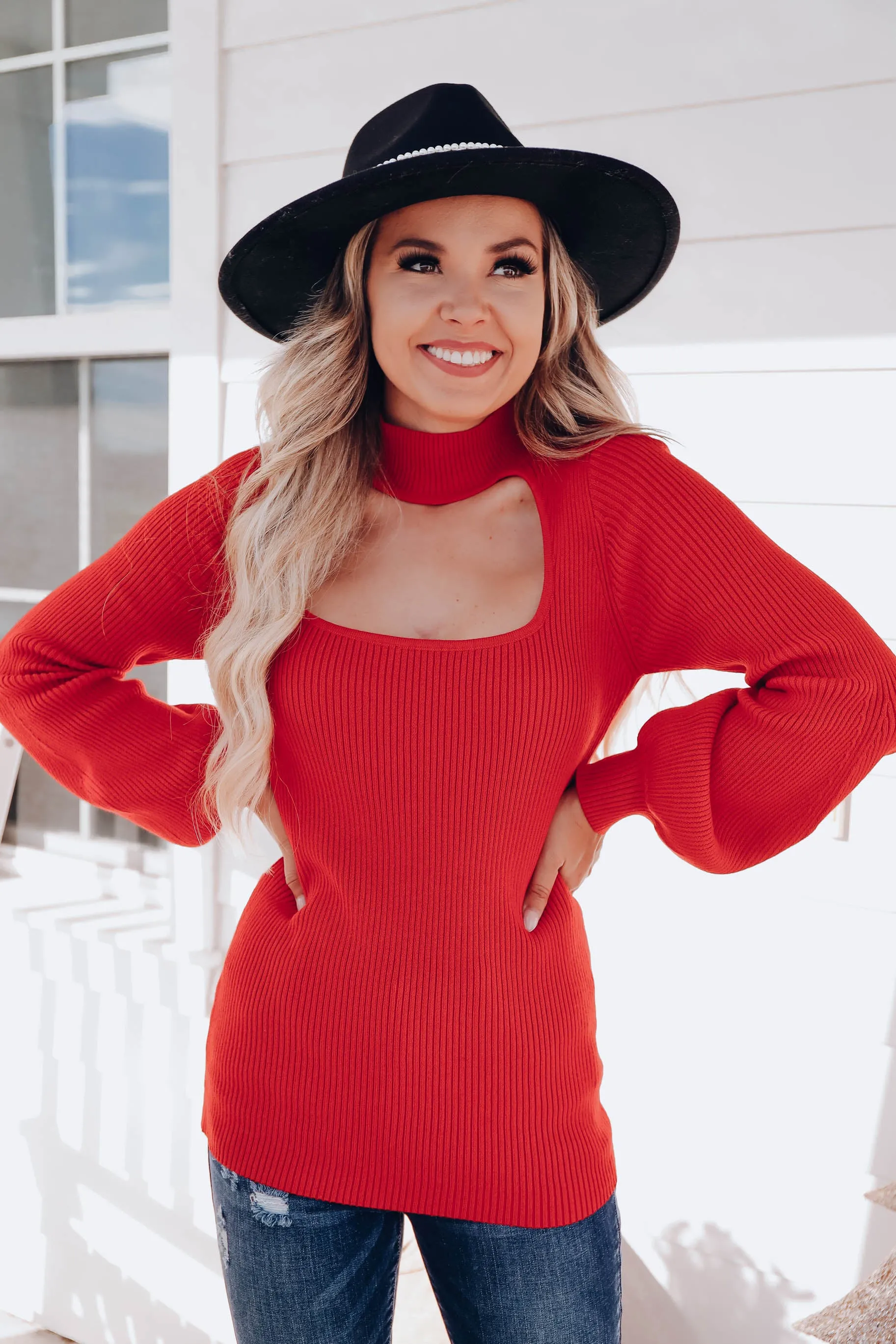 Naughty & Nice Cut-Out Sweater - Red