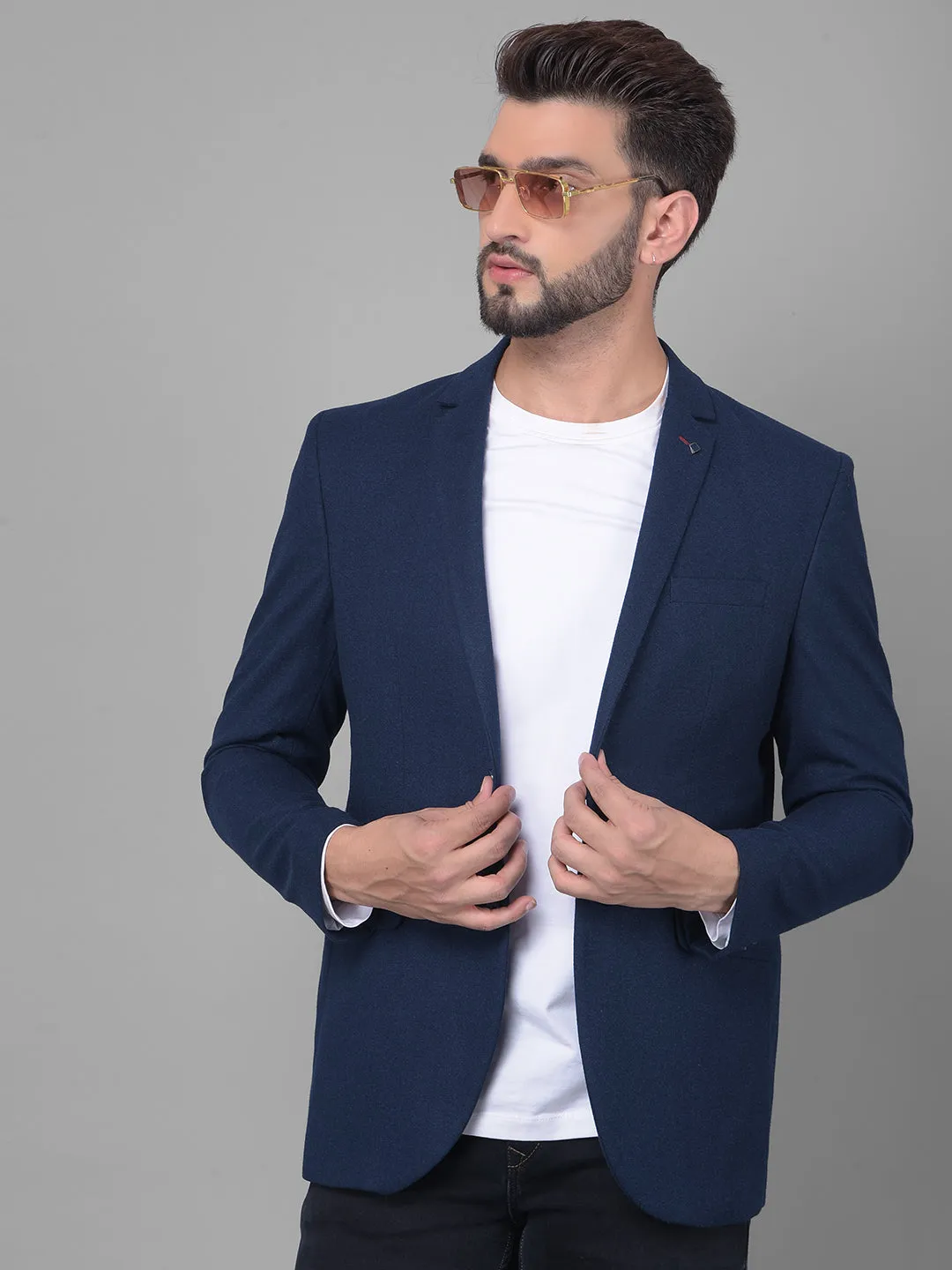 Navy Blue Single Breasted Blazer