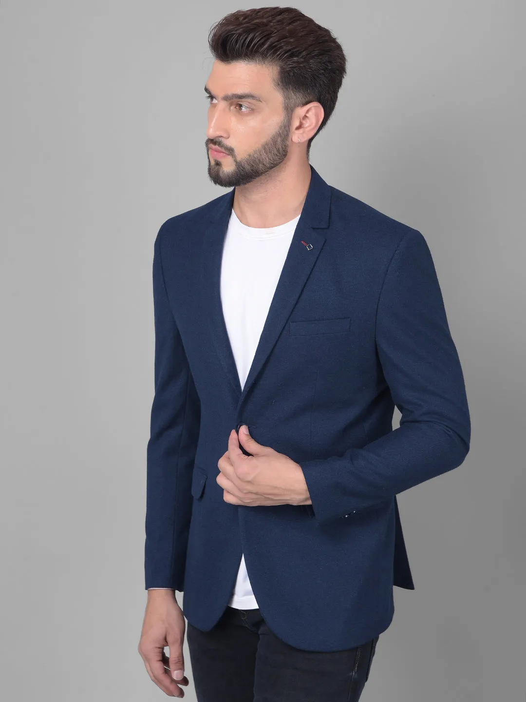 Navy Blue Single Breasted Blazer