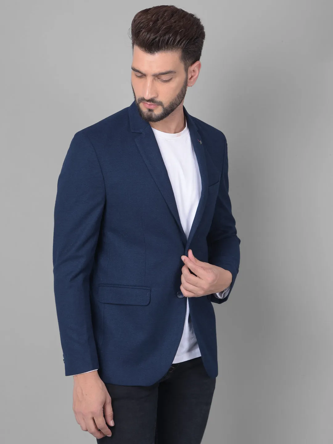 Navy Blue Single Breasted Blazer