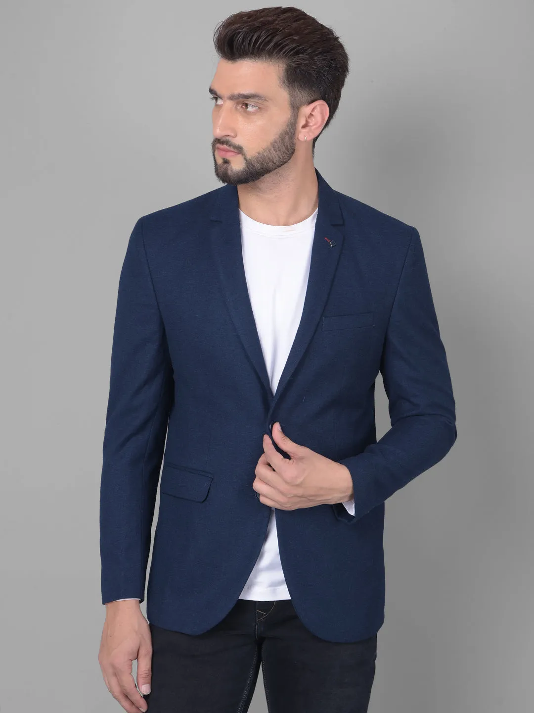 Navy Blue Single Breasted Blazer