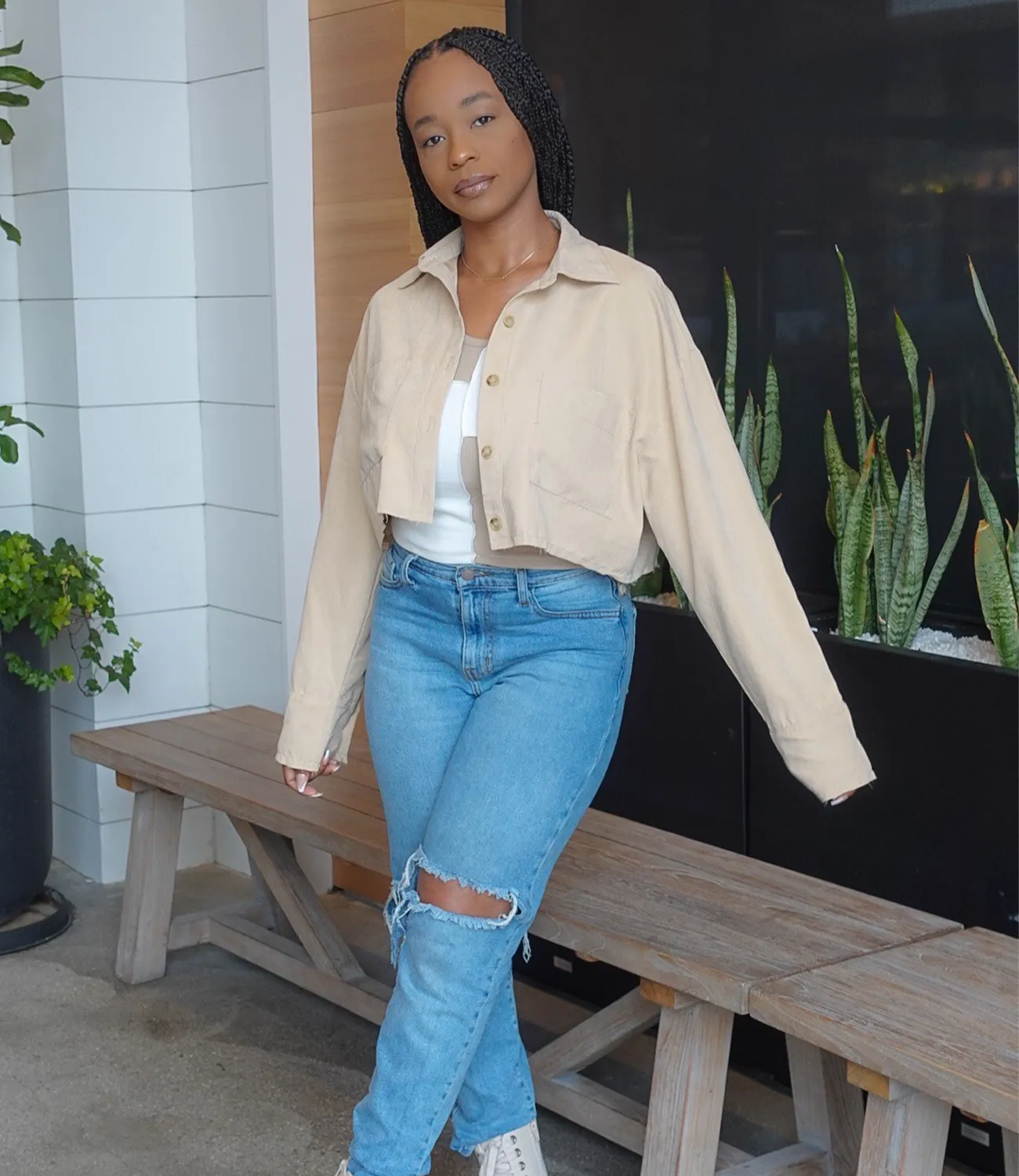 Neutral Lover Button Up Top(Khaki)