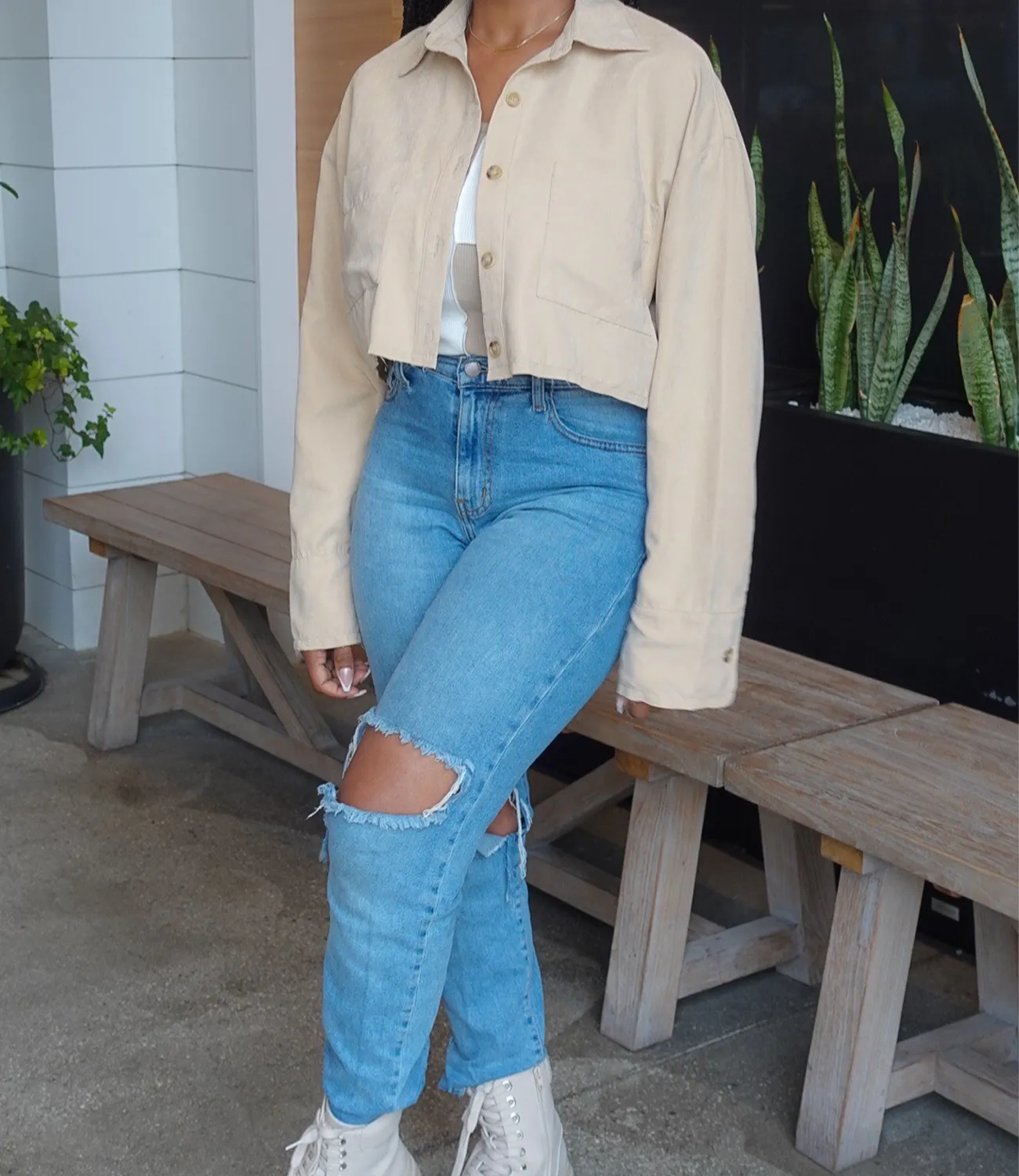 Neutral Lover Button Up Top(Khaki)