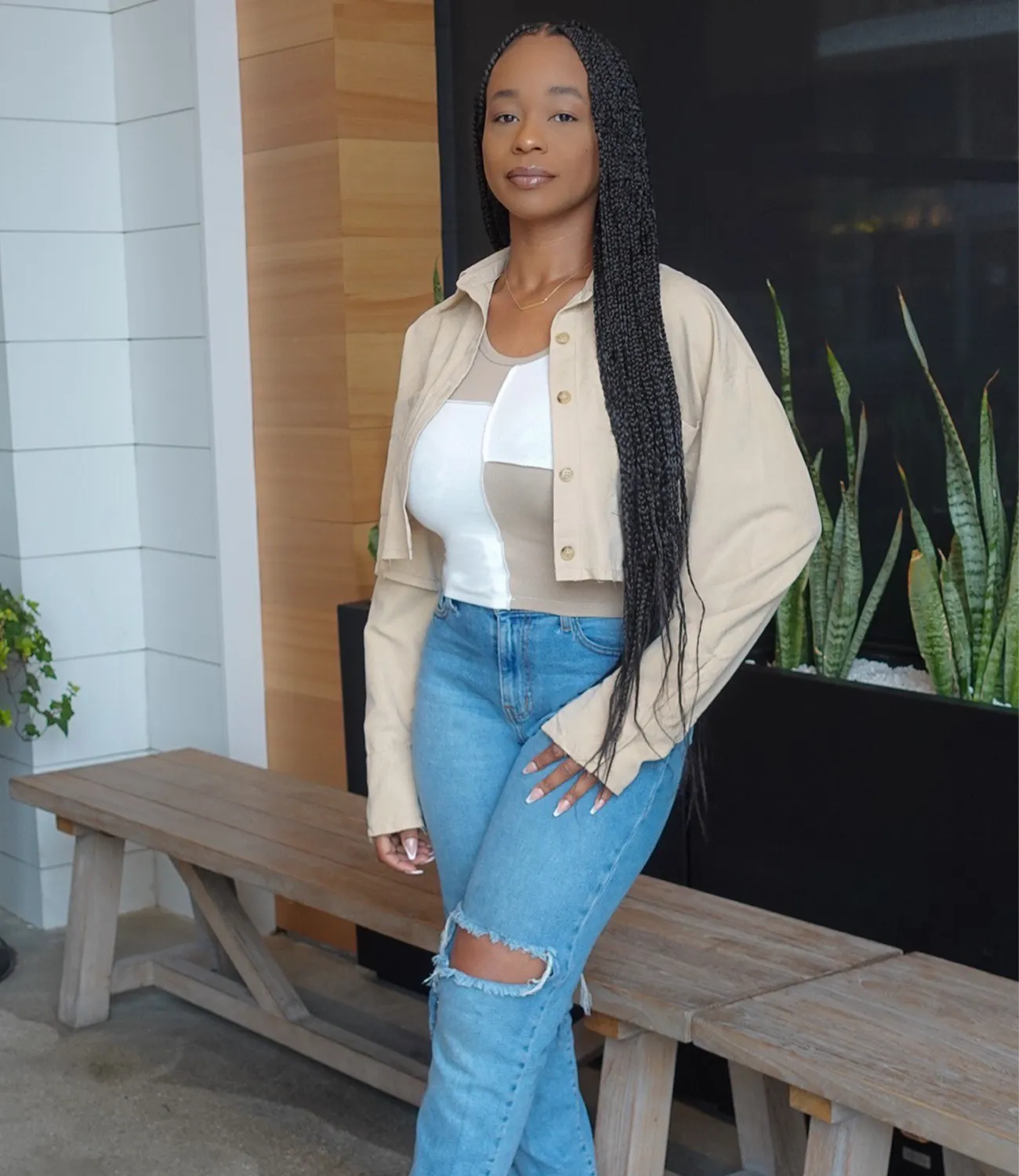 Neutral Lover Button Up Top(Khaki)
