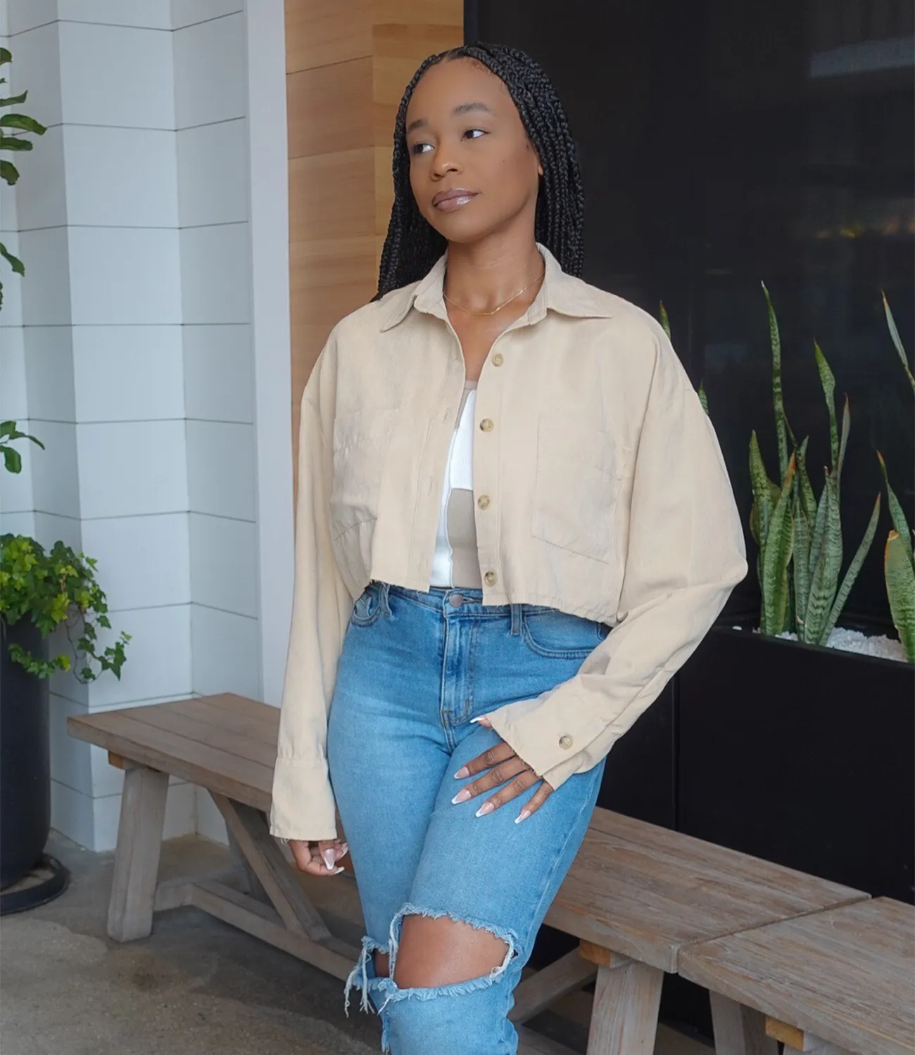 Neutral Lover Button Up Top(Khaki)