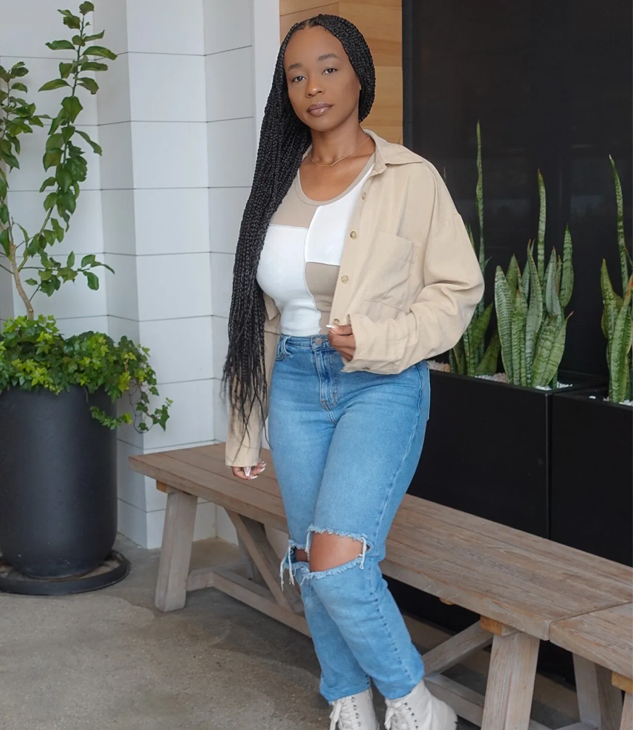 Neutral Lover Button Up Top(Khaki)