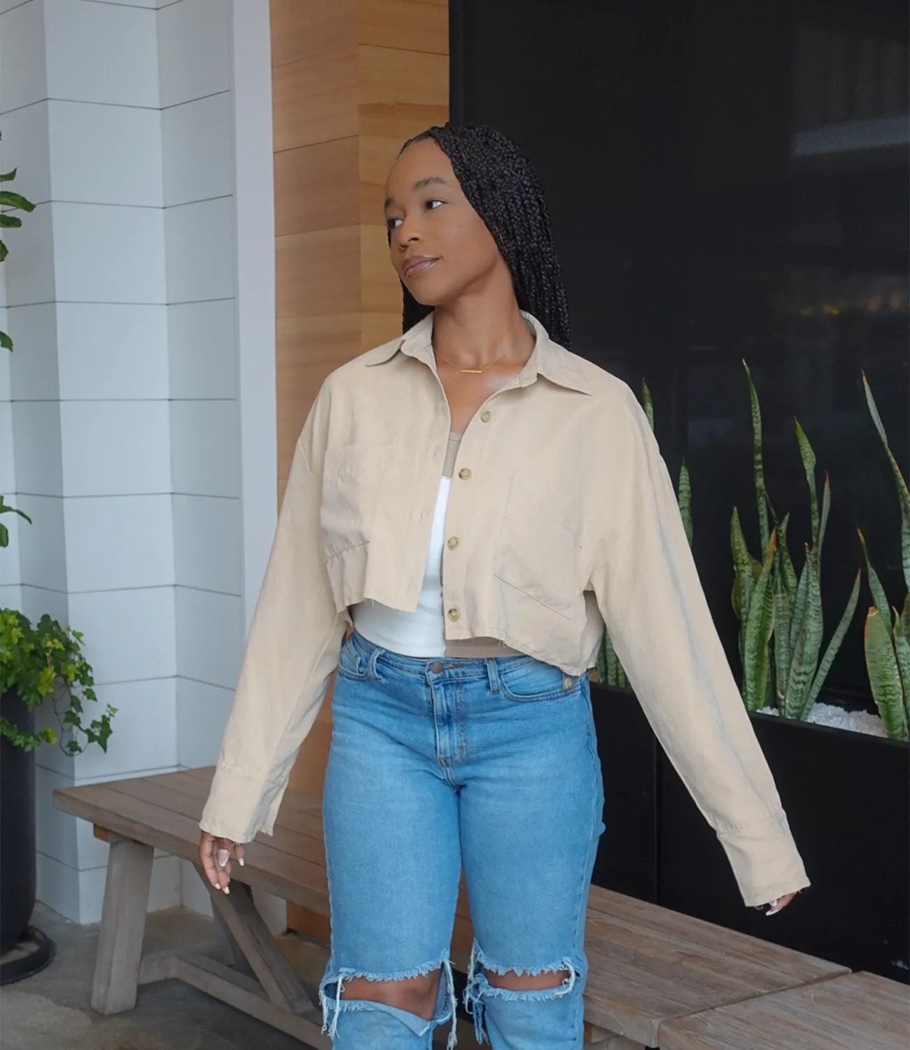 Neutral Lover Button Up Top(Khaki)