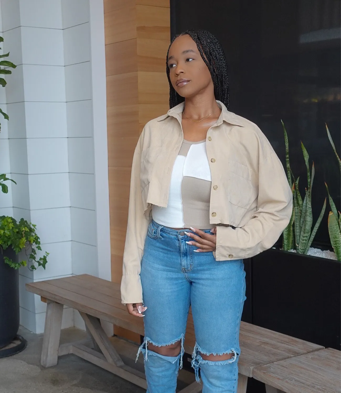 Neutral Lover Button Up Top(Khaki)