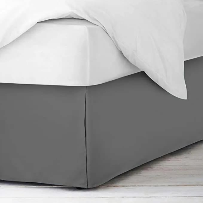 New Nestl Bedding Pleated Bed Skirt - Luxury Microfiber Dust Ruffle - Sleek Modern Bed Skirt - 14” Tailored Drop, Full XL, Dark Grey! Retails $45 