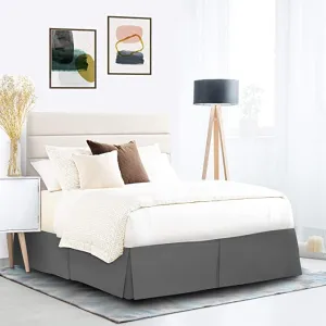New Nestl Bedding Pleated Bed Skirt - Luxury Microfiber Dust Ruffle - Sleek Modern Bed Skirt - 14” Tailored Drop, Full XL, Dark Grey! Retails $45 