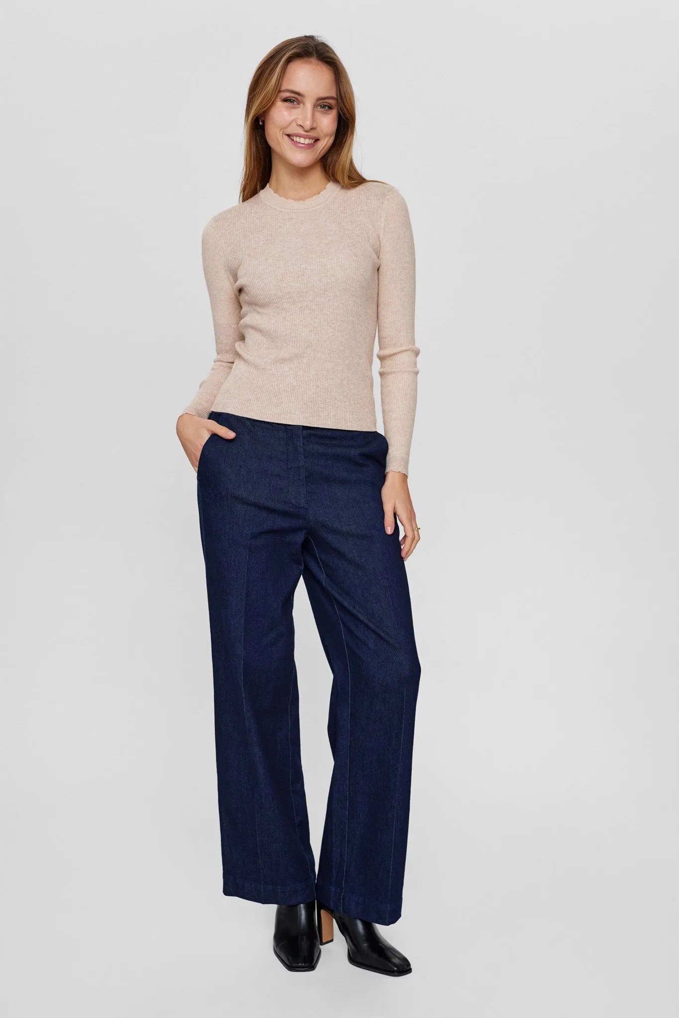 NUROA O-NECK PULLOVER  - Sesame Melange