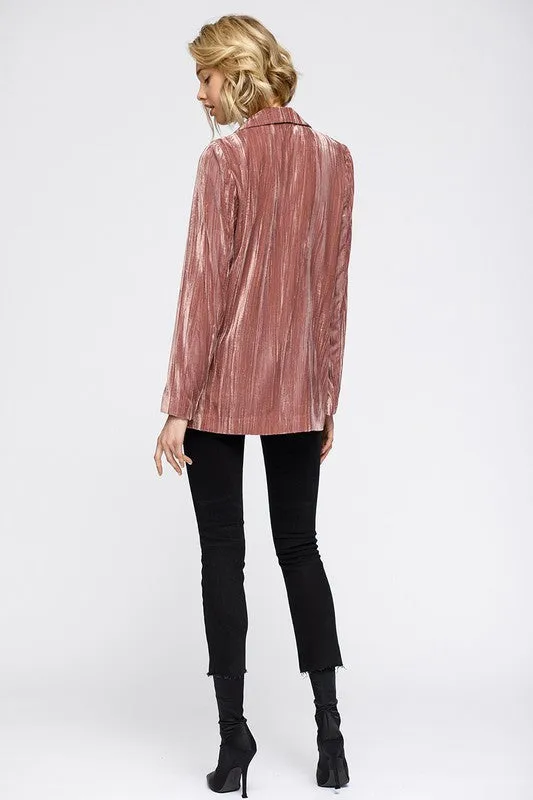 Nurode Velvet Blazer With Flap Pockets