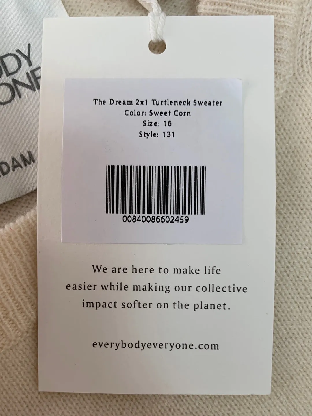 NWT - EVERYBODY & EVERYONE / NAADAM ivory Wool Cashmere Sweater - 16