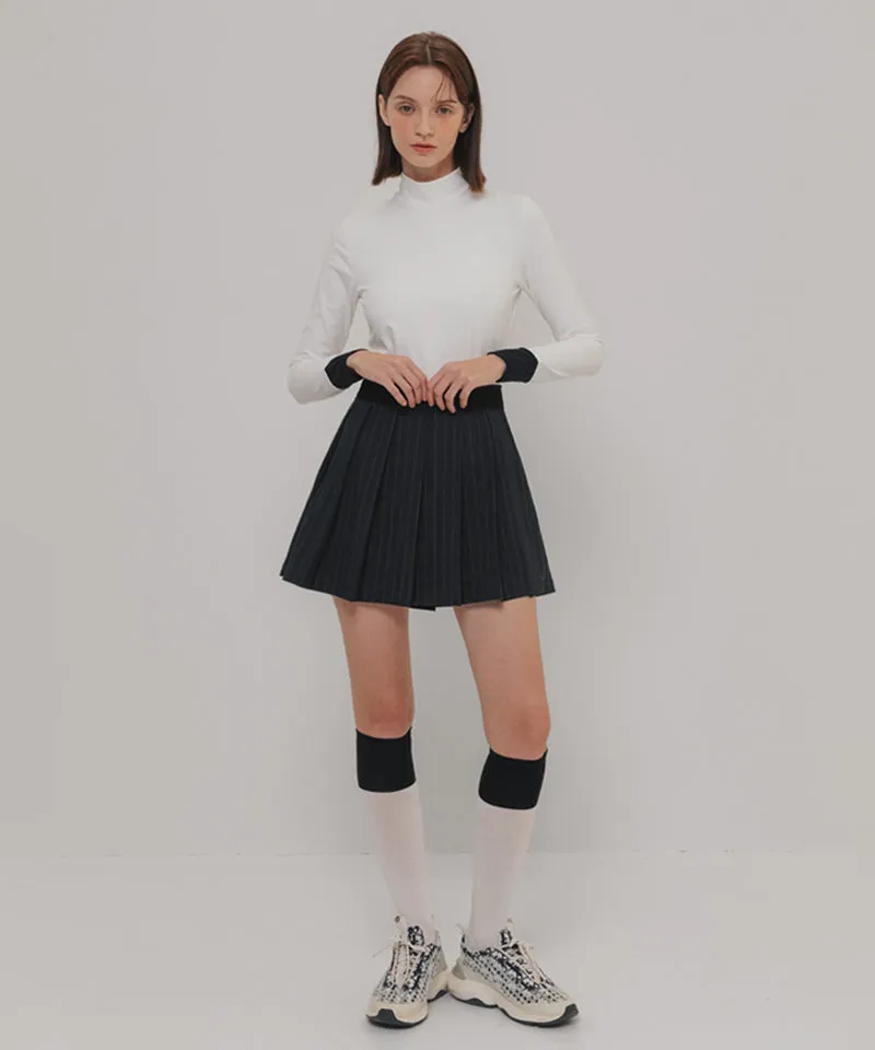 OBER Golf Striped Pleated Skirt - Gray
